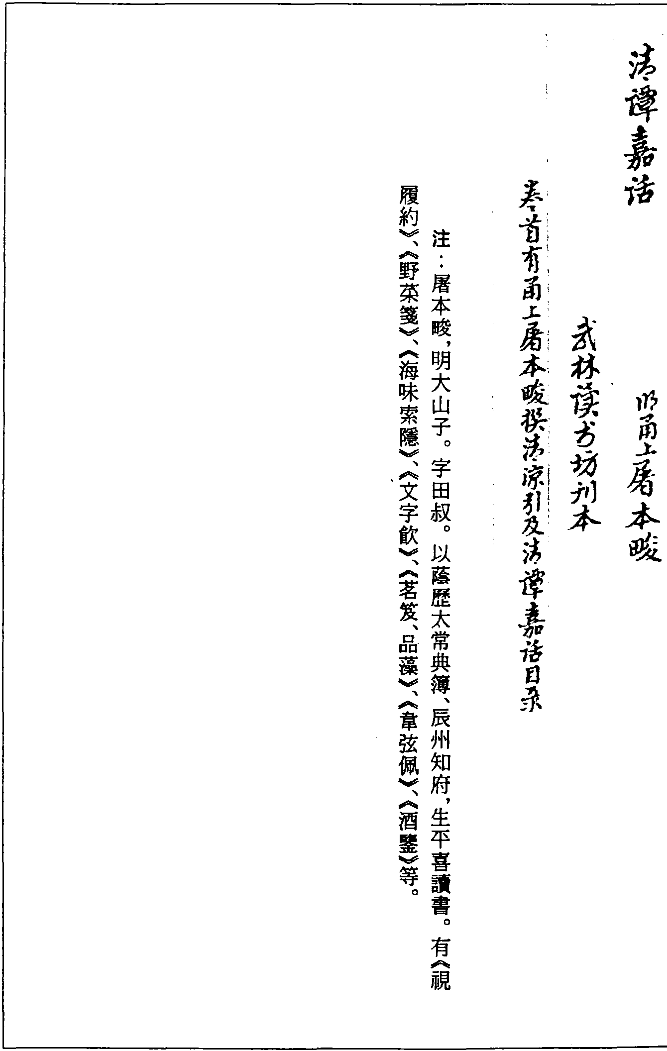 一○二四 清譚嘉話 (明)屠本畯輯 (明)武林讀書坊刊本 (三五)